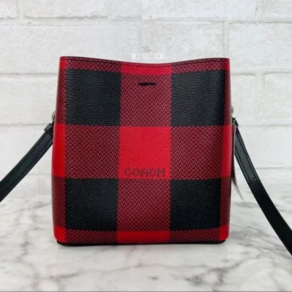 Coach Mini Town Bucket Bag Crossbody With Buffalo Plaid Print - Picture 3 of 10